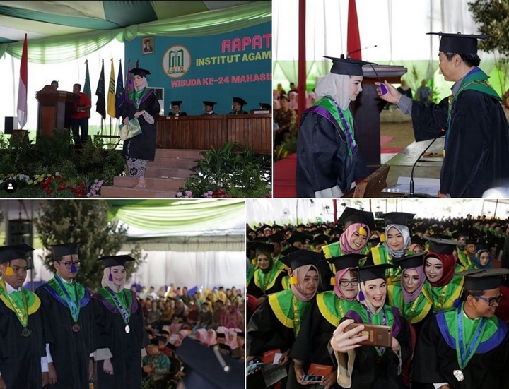 Arumi Bachsin Bahagia Wisuda S1, Model Kerudung Banjir 