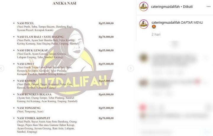 Harga Menu katering Muzdalifah Mahal