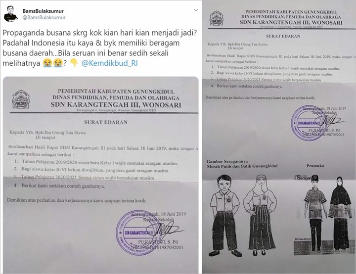 Heboh Sd Negeri Gunungkidul Wajibkan Murid Pakai Seragam