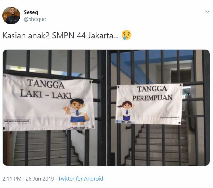 Viral Tangga Laki-Laki dan Perempuan Dipisah, SMPN 44 DKI Beri Penjelasan