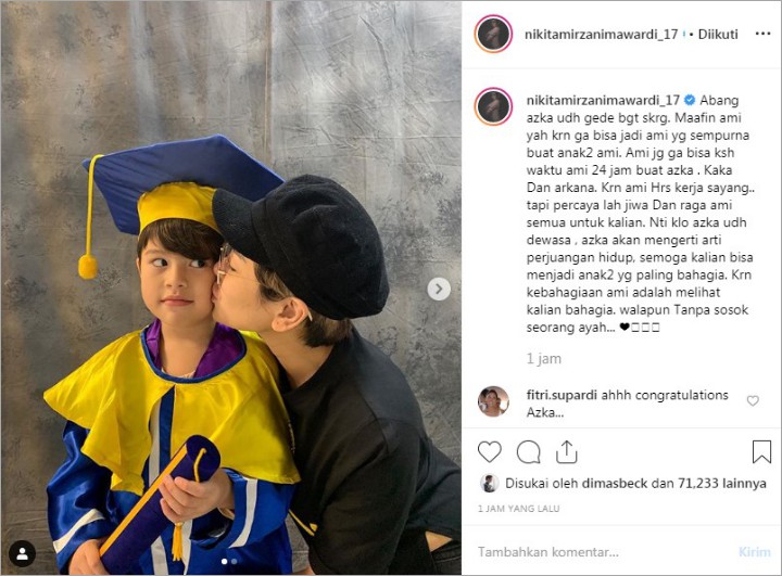 Nikita Mirzani Melow Tulis Caption Ini Saat Bagikan Foto Putra Keduanya Wisuda TK