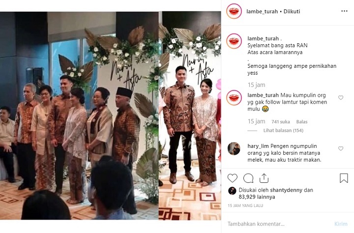 Pertunangan Asta di Lambe Turah