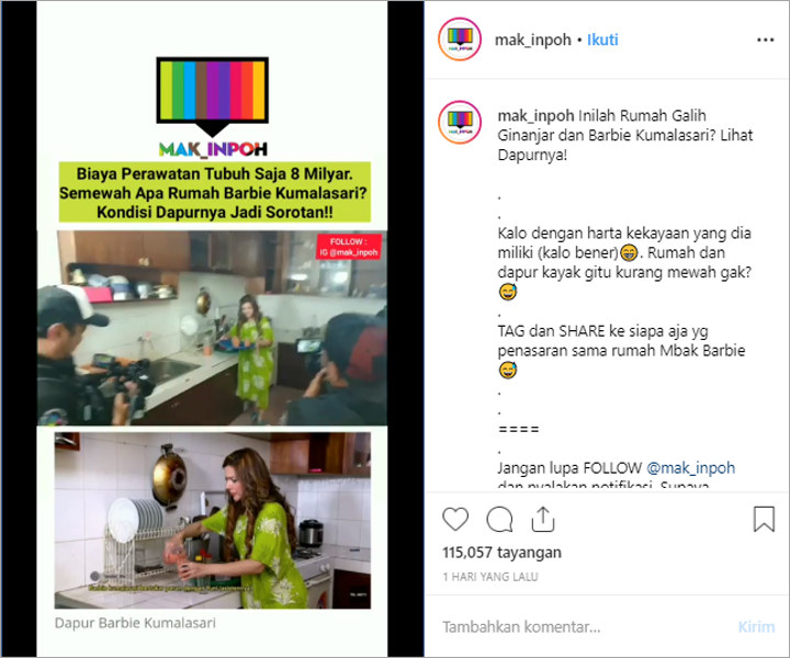 Barbie Kumalasari Ngaku Orang Kaya, Kondisi Dapur Di Rumahnya Jadi Sorotan