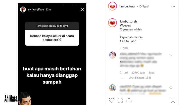 Syifa Ungkap Ayu Ting Ting Keluar Pesbukers