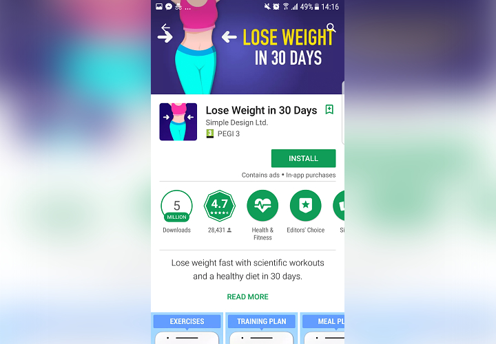Kamu Sedang Diet? Aplikasi Android Ini Bisa Menurunkan Berat Badan Dalam 30 Hari Loh