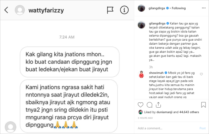 Dituding Sering Ejek Jirayut di Panggung Indosiar, Gilang Dirga Ngamuk \'Diserang\' Fans