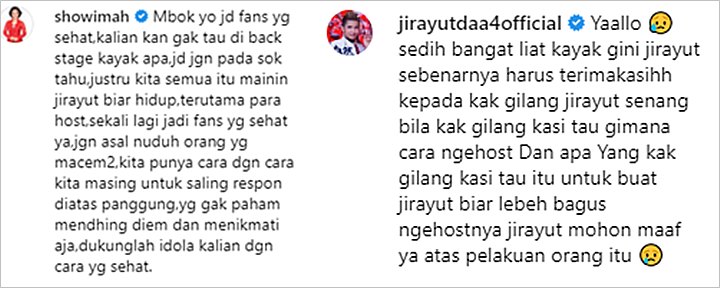 Dituding Sering Ejek Jirayut di Panggung Indosiar, Gilang Dirga Ngamuk \'Diserang\' Fans