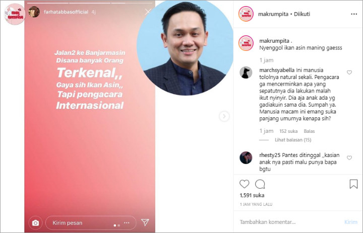 Kembali Bikin Status ‘Ikan Asin’, Farhat Abbas Disindir Netter Gak Nyambung