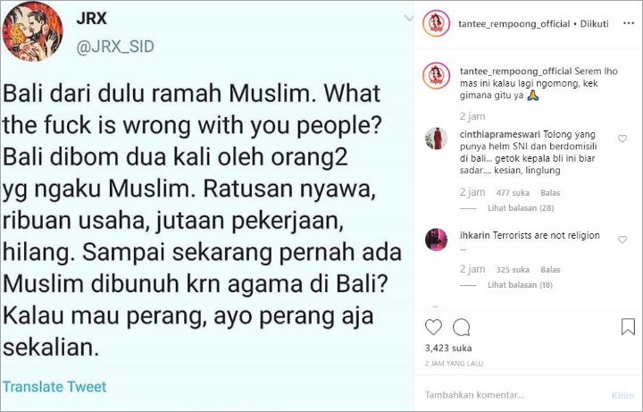 Cuitan Jerinx di Twitter
