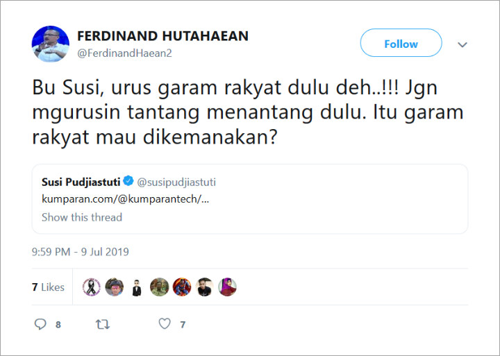 Marahnya Ferdinand Hutahaean Pasca Menteri Susi Tantang Mark Zuckerberg Balap Dayung