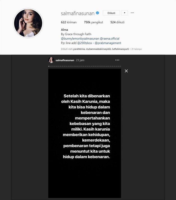 Salmafina Tulis Ayat Alkitab 'Labil' Tinggalkan Islam, Eks 