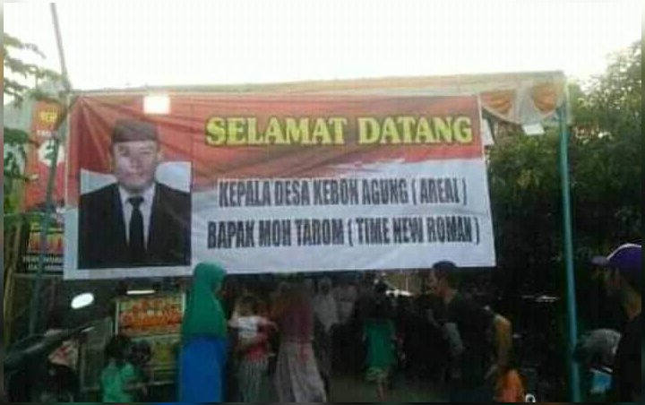 Banner Sambutan Kades Ini Viral, Tukang Cetaknya Sukses Bikin Netter Ngakak Sekaligus Emosi  