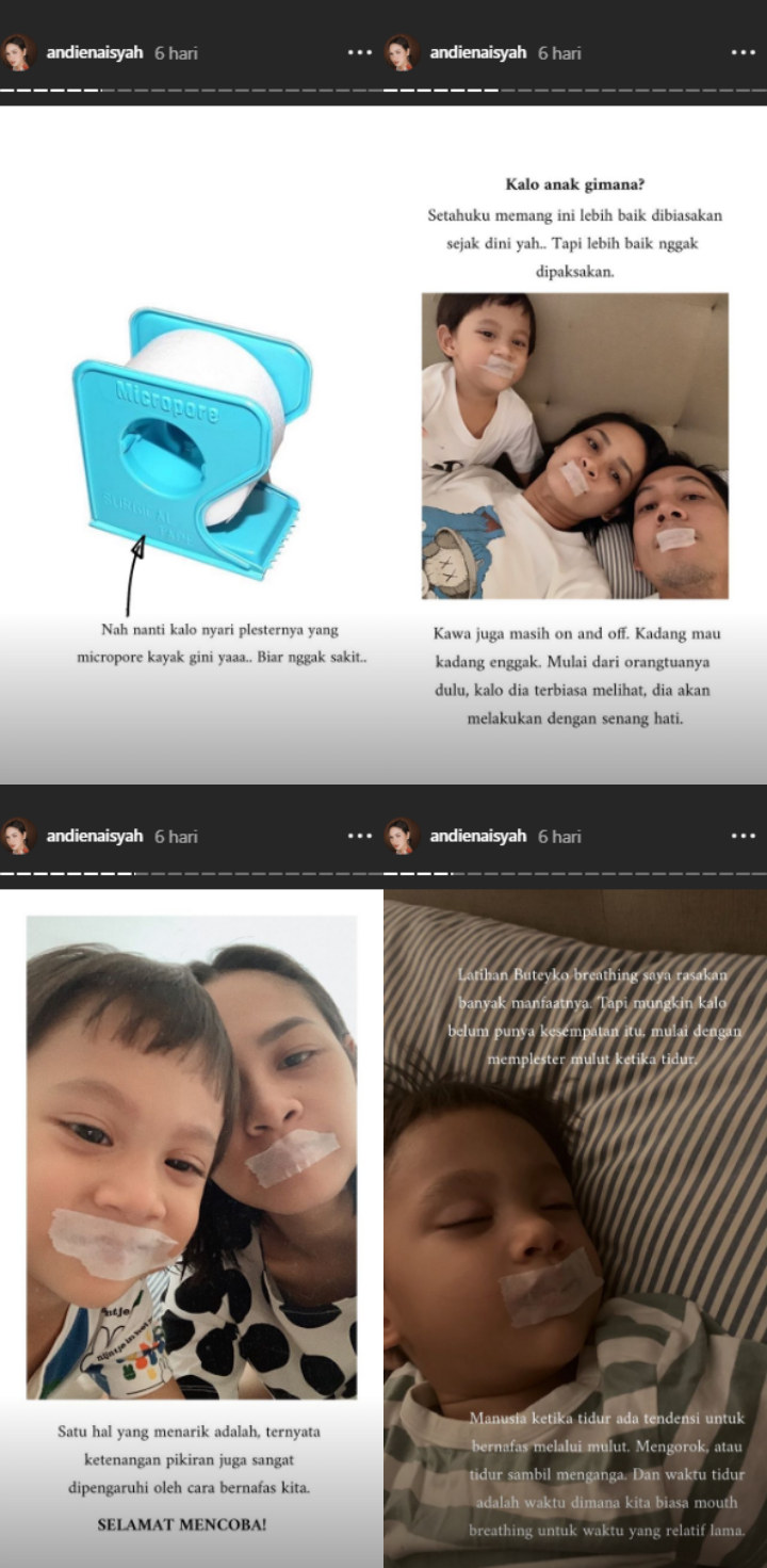 Andien Tidur dengan Mulut Diplester