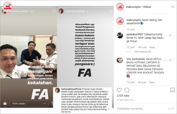Kembali Sindir Hotman Paris, Farhat Abbas Janji Dampingi Kliennya Yang Sudah Bersatus Tersangka