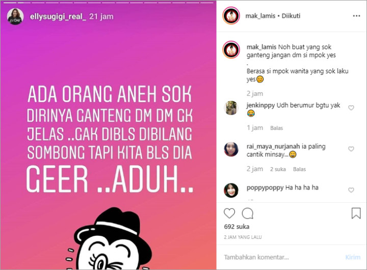 Ely Sugigi Bikin Netter \'Emosi\' Usai Kembali Curhat Manja Dapat DM dari Cowok