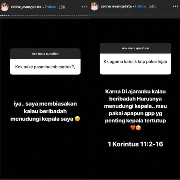 InstaStory Celine Soal Kerudung