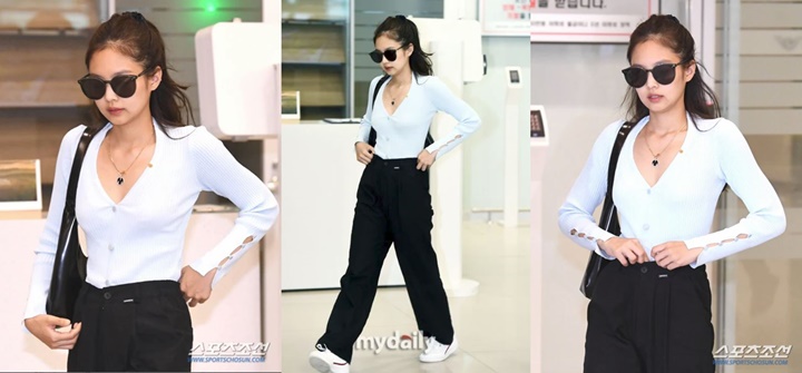 BLACKPINK Modis di Bandara, Jennie Paling Menonjol dengan Baju Umbar Belahan Dada