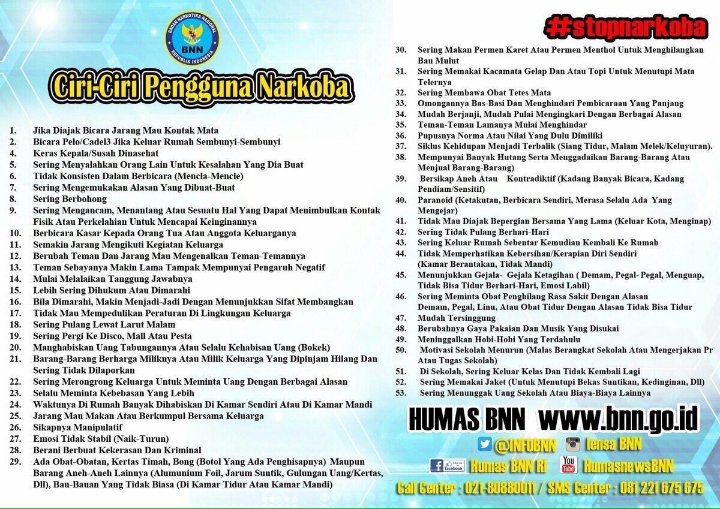 BNN Rilis Ciri-Ciri Pengguna Narkoba, Warganet Beri Komentar Kocak