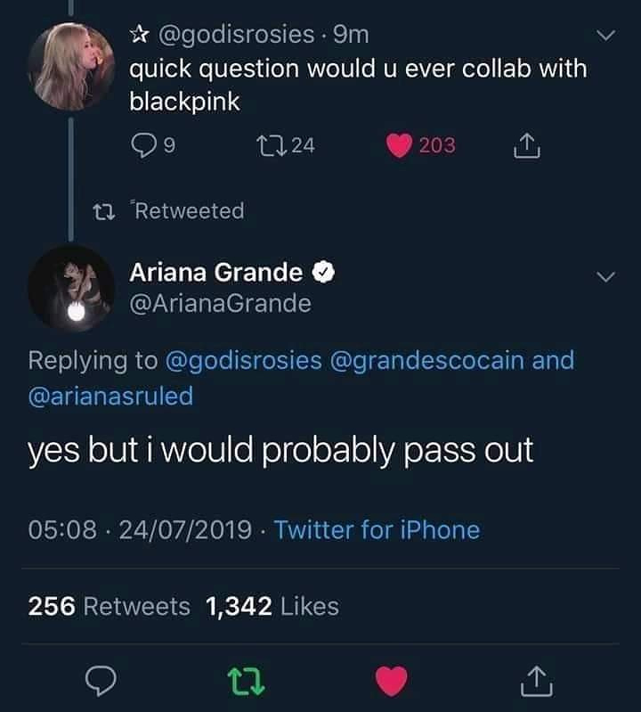 Ditanya Soal Kolaborasi Bareng BLACKPINK, Ariana Grande Ngaku Bakal Pingsan Kalau Sampai Kejadian
