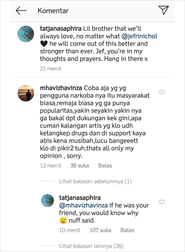 Komentar Nyinyir Netter dan Balasan Tatjana Saphira