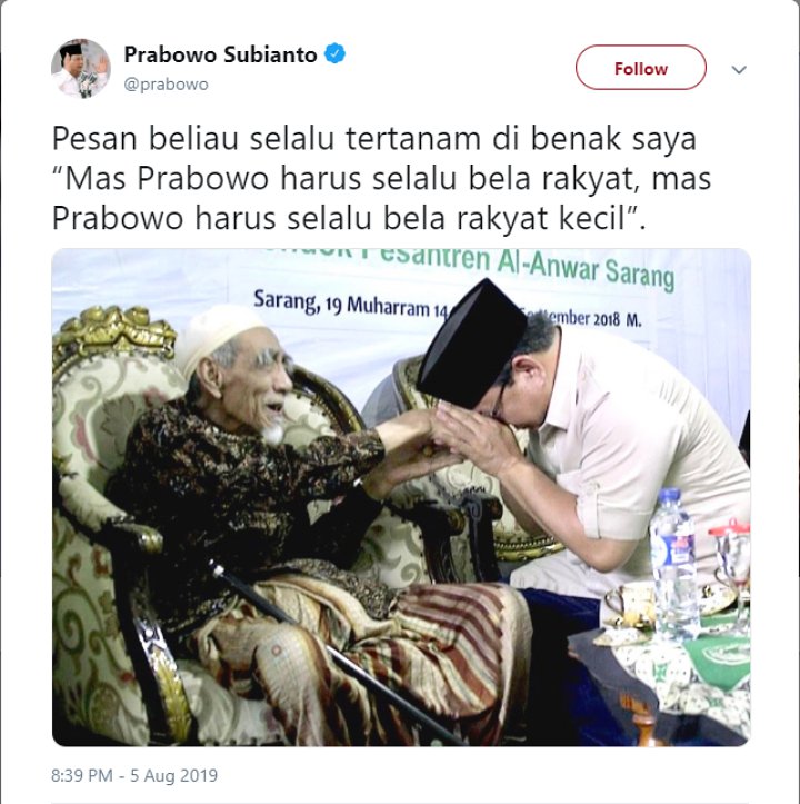 Pesan Mbah Moen Untuk Prabowo
