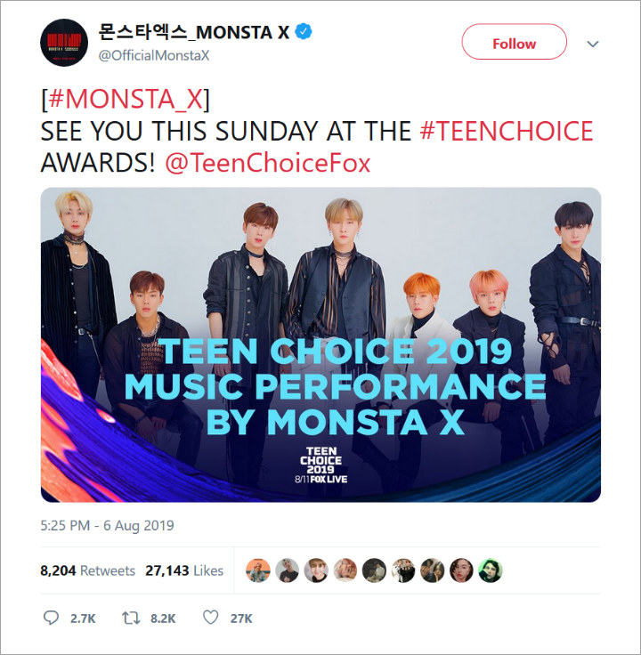 Teen Choice Music Awards 2019: Monsta X Dikonfirmasi Jadi Penampil Korea Pertama