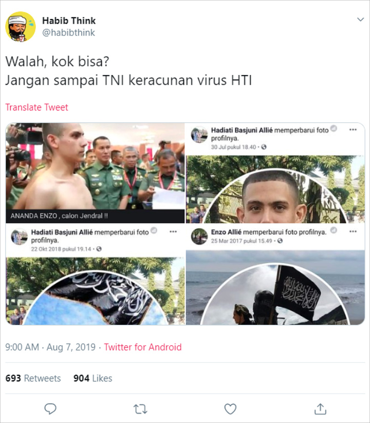 Viral Foto Taruna Akmil Keturunan Perancis Kibarkan Bendera HTI, Ini Respons TNI