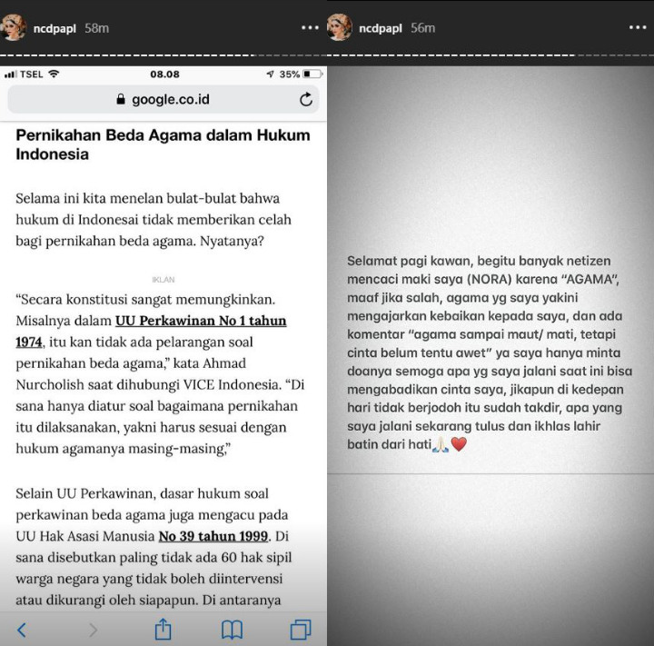 Nora Pacar Jerinx SID Ngamuk Sopan Difitnah Murtad, Siap Nikah Beda Agama?