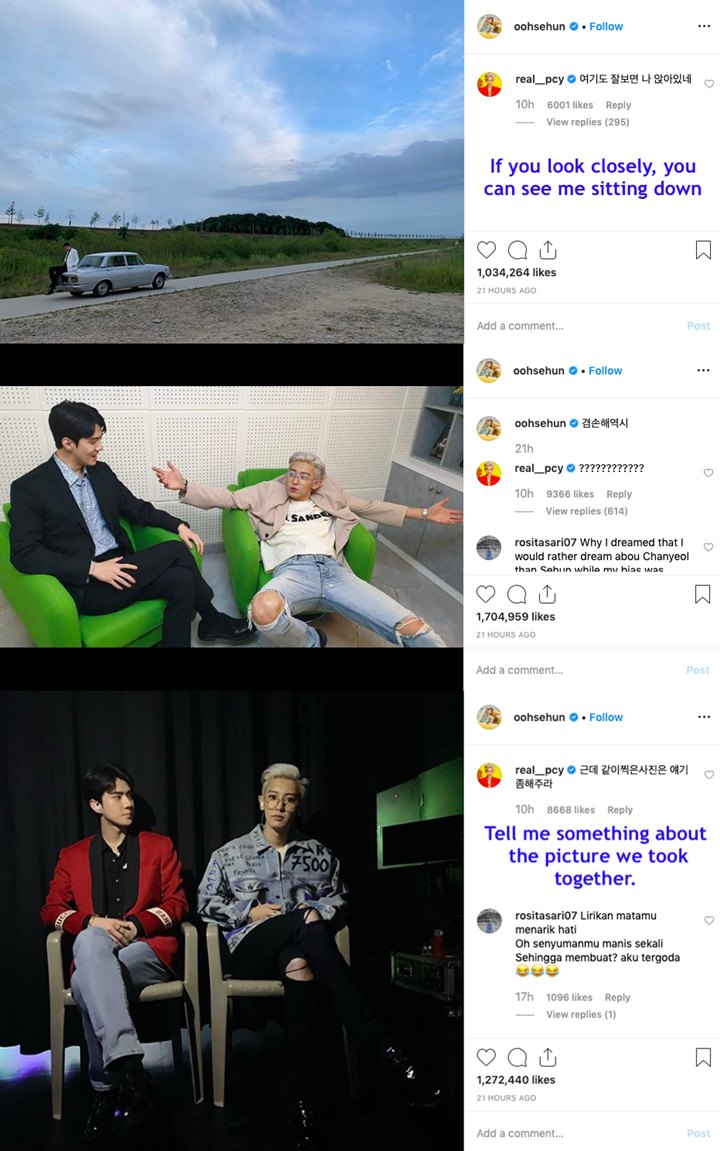 Chanyeol Tinggalkan Komen-Komen Kocak Ini Setiap Nongol di Postingan Sehun