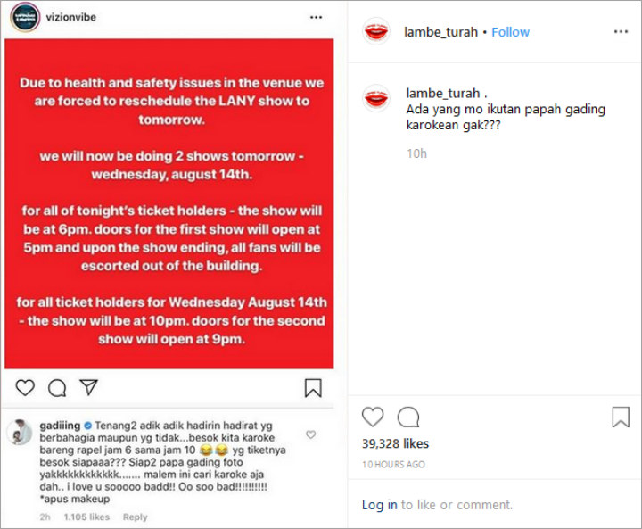 Komentar Gading Soal Konser LANY Batal dan Bakal Dirapel Hari Ini