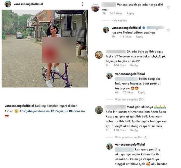 Balasan Menohok Vanessa Angel soal Baju Seksi 17 Agustus-an