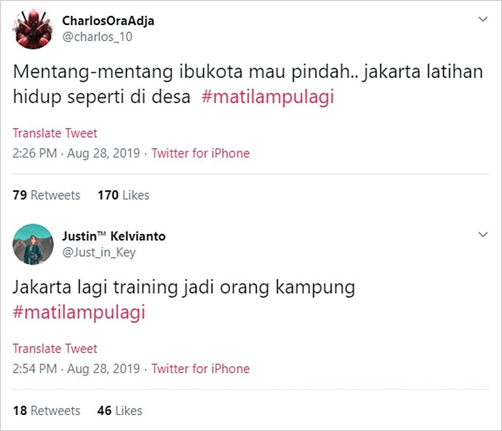 Listrik Jakarta Kembali Padam, Tagar #MatiLampuLagi Penuh Cuitan Kocak