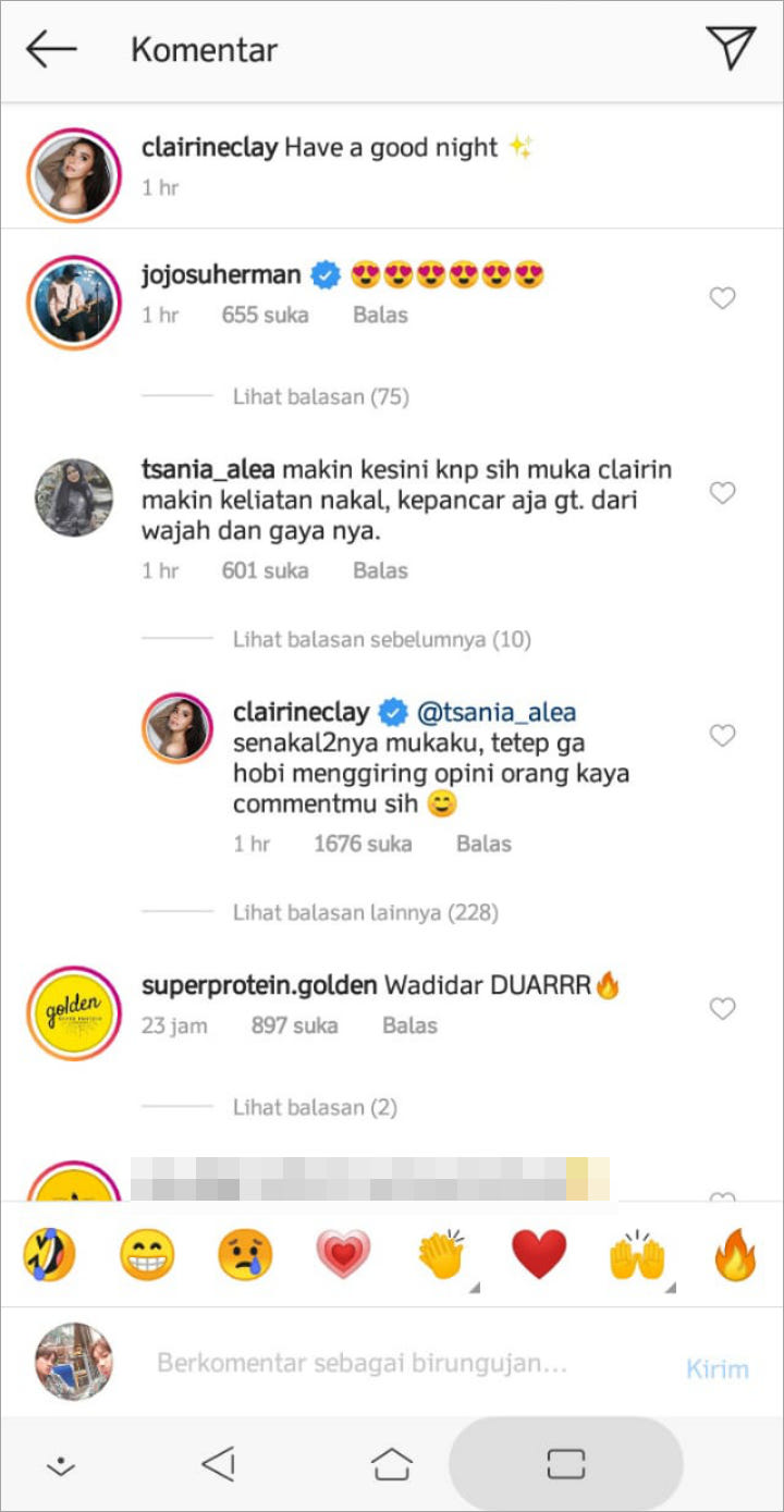 Balasan Komentar Clairine