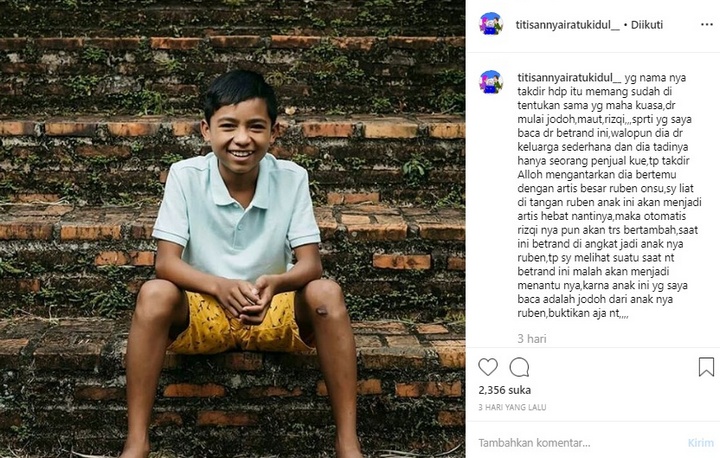 Nyai Kidul Ramal Nasib Betrand Peto Putra Angkat Ruben Onsu Netizen Merinding