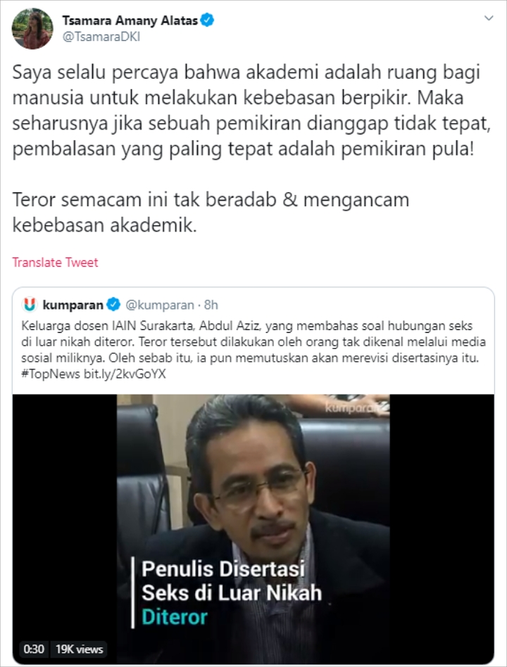 Keluarga Abdul Aziz Diteror Karena Disertasi Seks Halal Pra-Nikah, PSI Angkat Bicara