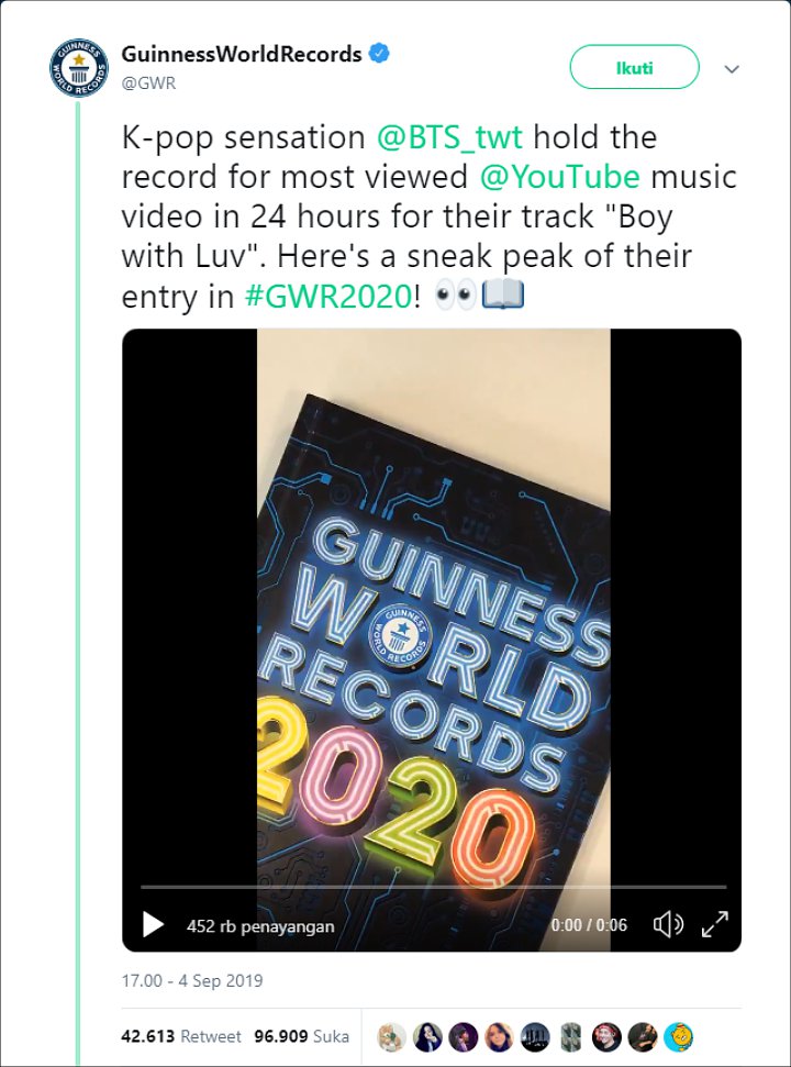 Pecahkan Banyak Rekor, BTS Resmi Masuk Dalam Buku \'Guinness World Record 2020\'