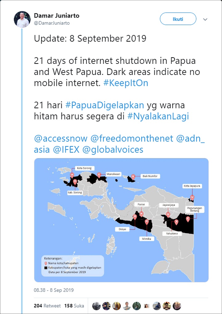 Jaringan internet di papua hari ini 2021