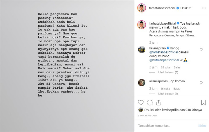 Komentar Kevin Aprilio