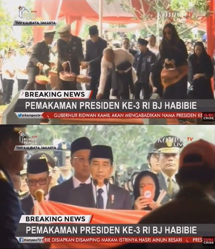 Wajah Jokowi Sembab Saat Jenazah BJ Habibie Diturunkan ke Liang Lahat
