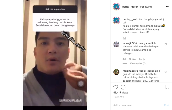 Boy William Bicarakan Barbie Kumalasari