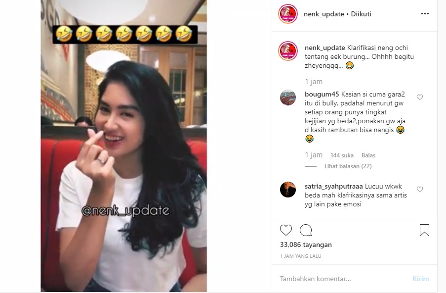 Ochi Rosdiana Beri Klarifikasi Usai Dibilang Lebay Nangis Saat Kena Kotoran Burung