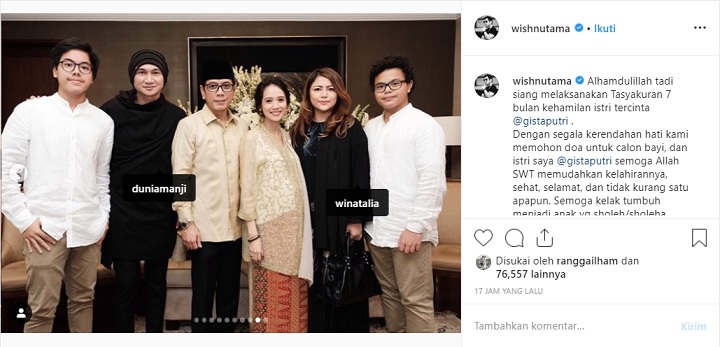 Wina Natalia dan Anji di Syukuran Kehamilan Gista Putri