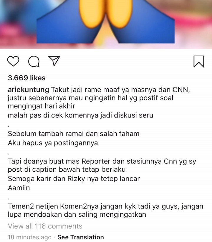 Klarifikasi Arie Untung