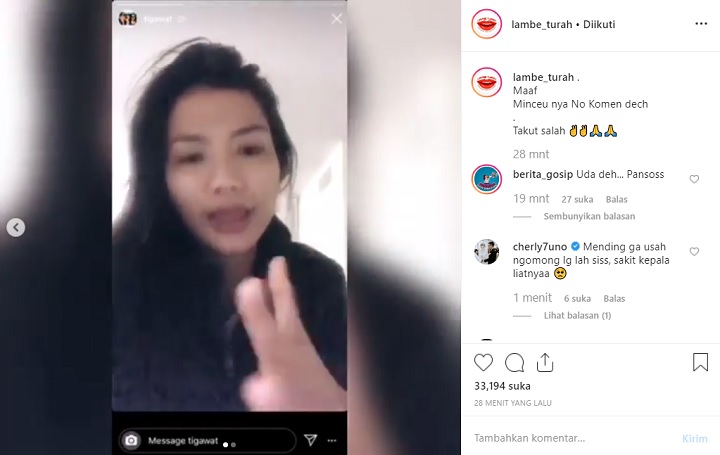 Komentar Cherly Juno Cherry belle
