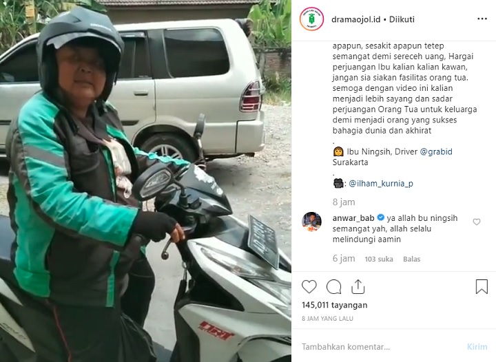 Komentar Anwar Sanjaya Ikut Prihatin dan Doakan Ibu-Ibu Driver Ojol