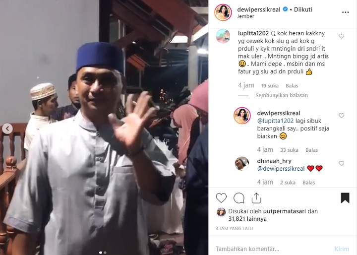 Dewi Persik Balas Komentar Soal Kehadiran Ibunda Meldi