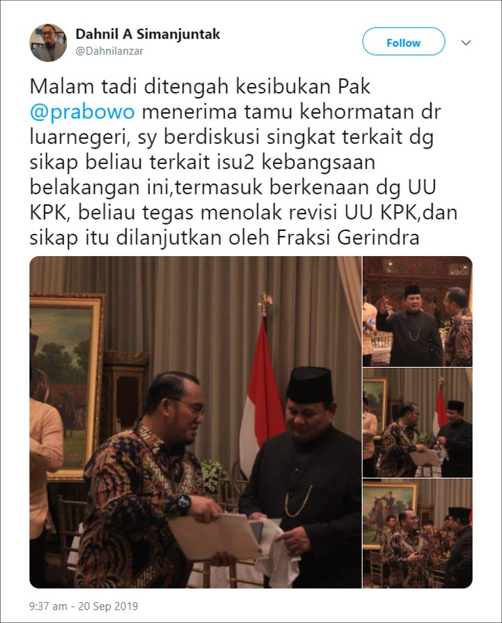  Prabowo tolak RUU KPK