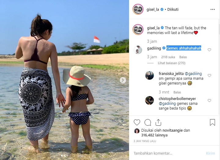 KOmentar Gading di Postingan Gisel