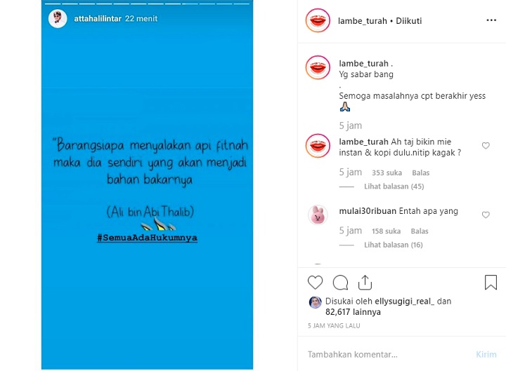 InstaStory Atta Halilintar Soal Fitnah, Sindir Bebby Fey?