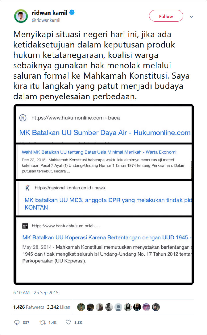 Prihatin Soal Demo, Ridwan Kamil Dorong Masyarakat \'Protes\' ke MK